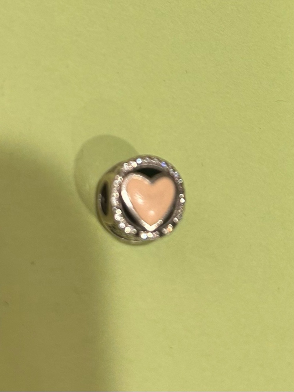 Pandora  - Sterling Heart Charm with Soft Pink Enamel and Sparkling Halo